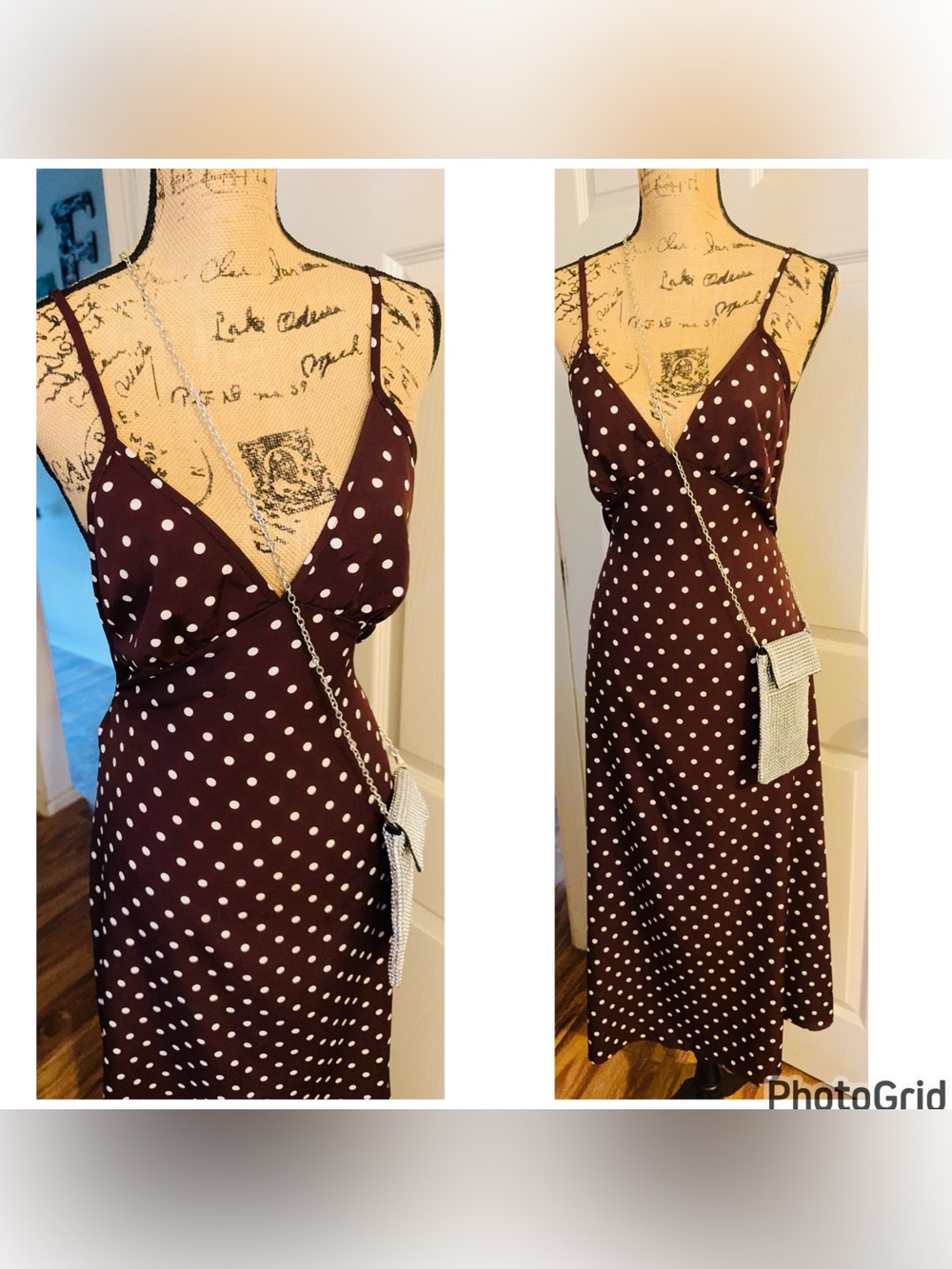 Zara Brown Polka Dot Slip Dress S NWOT - Picture 8 of 13